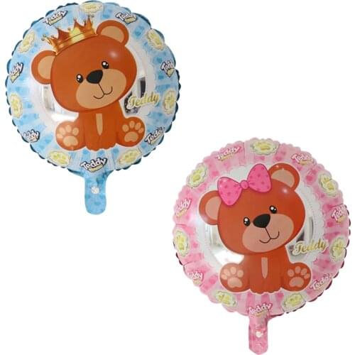10pcs Cartoon Teddy Bear Foil balloons Kids birthday 18inch round Shape balloons Birthday Party Decorations Baby shower toys