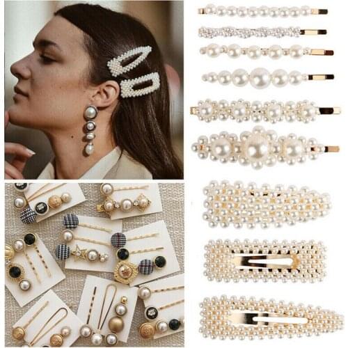 Hot Elegant Pearl Barrettes Hair Clip Hairpin Headdress for Women Girls 2/3pcs