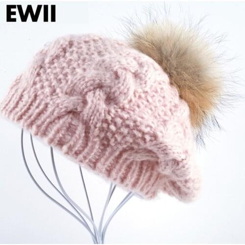 2017 women winter beret cap girl knitted beanie hats for women pompom beanies hat bone ladies wool warm bonnet caps bone