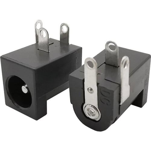 50Pcs DC005 5.5x2.1MM Power Jack Socket PCB Holder Connector 5.5x2.1mm DC005 Female Power Jack Plug Socket Black Round Needle
