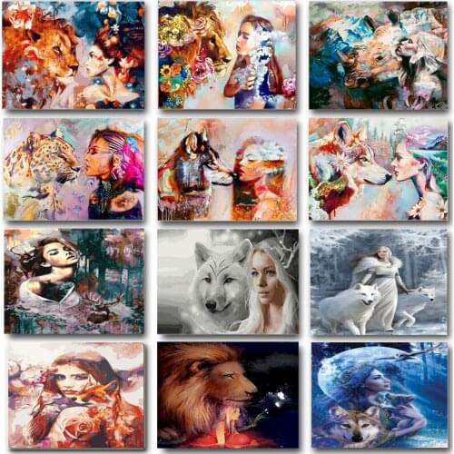 Diamond Embroidery Full Cross Stitch Kits 5D DIY Animal Woman Diamond Mosaic Diamond Painting Home Decor Handmade Art Gift