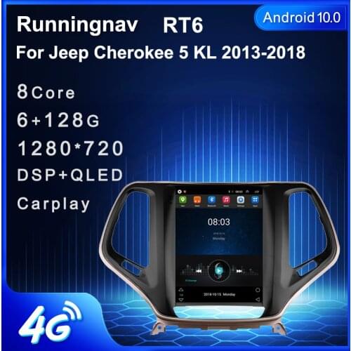 4G LTE Android 10 For Jeep Cherokee 5 KL 2013-2018 Tesla Type Multimedia Stereo Car DVD Player Navigation GPS Radio