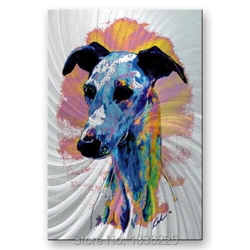 Free shipping handmade dogs oil paintings on canvas modern100% Best Art colorful dog oil painting directly from artis
