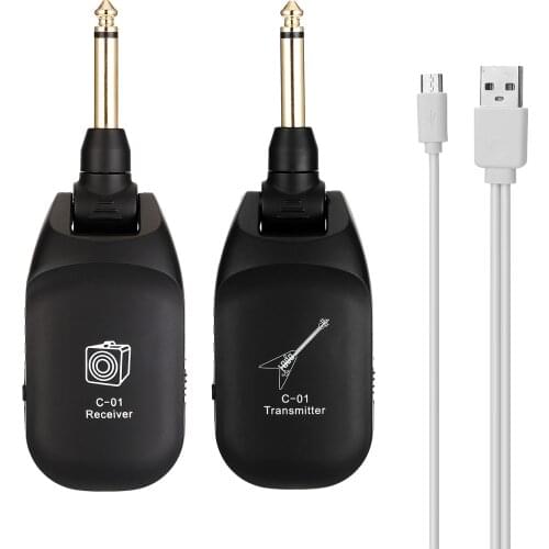 Wireless Guitar System Electric Guitars Transmitter and Receiver Set Built-in Rechargeable Battery UHF Guitar Wireless System