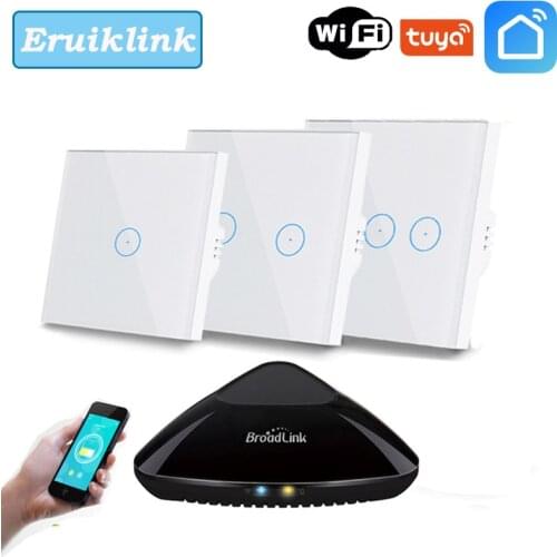 Eruiklink EU/UK Remote Switch Wifi Control Wireless Remote Light switch,Touch Wall Switch Work With Broadlink RM PRO Smart Home