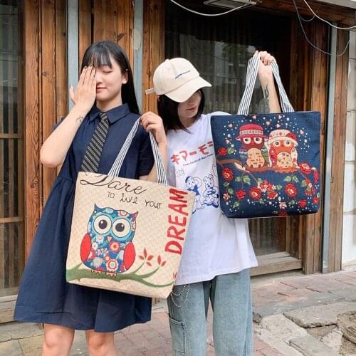 Large Fashion Canvas Bag Korean Style Shoulder Bag Ladies Shopping Bag Large Tote Bag Reusable Handbag Folding Bag Shopping Bag