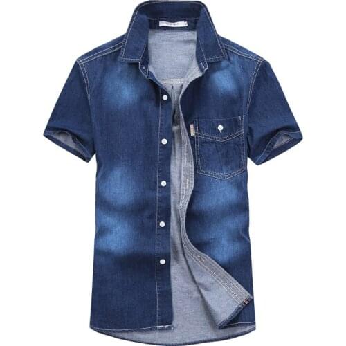 Brand Clothing Men Shirt Camisa 2017 Denim Shirt Men Camisa Denim Hombre Short Sleeves Cotton Breathable Casual Shirts
