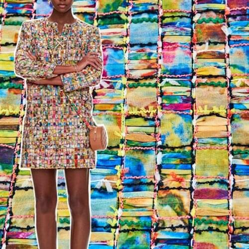 Colored Chiffon Plaid Weaving Tweed Fabric For Coat Dress Suits Telas Por Metro Tissus Au MÈTre Ткань Для Шитья Sewing Tecido