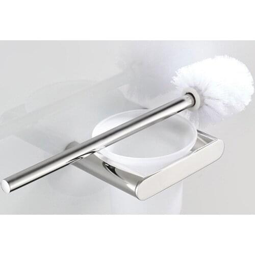 LIUYUE Toilet Brush Holder Chrome Stainless Steel Wall-Mounted Bathroom Square Toilet Brush Holder Bathroom Hardware Accessories