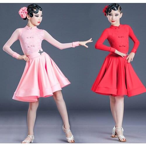 Girls Latin Dance Dress Long Sleeve Practice Competition Clothing Samba Tango Chacha Latin Dance Performance Clothes DN7031