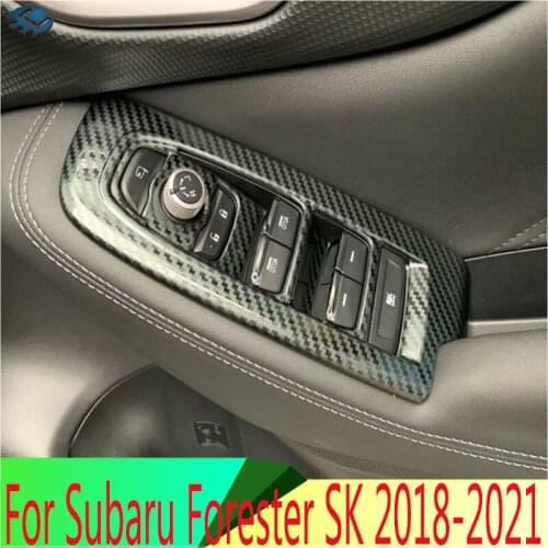 For Subaru Forester SK 2018 2019 Right hand drive Carbon Fiber Style Door Window Armrest Cover Switch Panel Trim