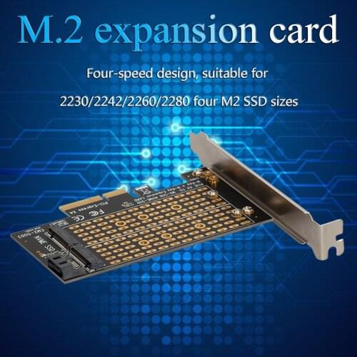 Dual M2 NVME M.2 M Key SATA B key SSD to PCI-e PCIe 3.0 Converter Adapter Card Add On Cards For 2230 - 2280 Support X4 X8 X16