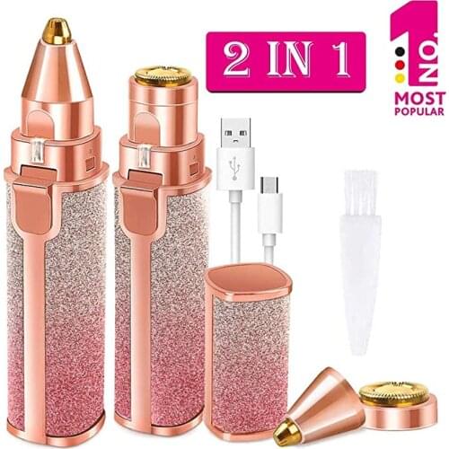 Electric Eyebrow Trimmer 2-in-1 Epilator Makeup Painless Eye Brow Mini Shaver Razors Portable Facial Hair Remover Women depilato