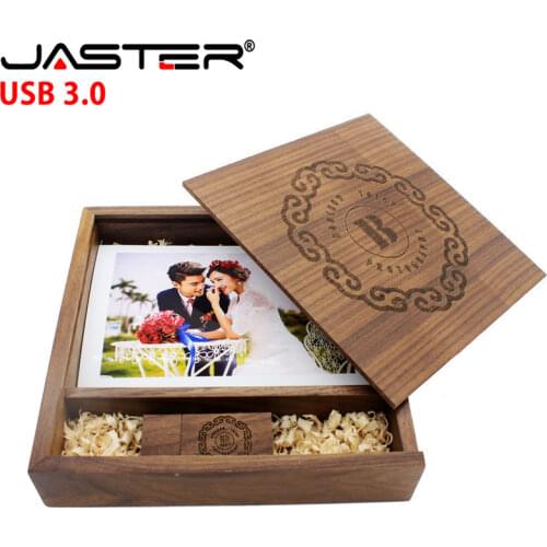 JASTER Wooden Photo Album Box USB 3.0 Pendrive DIY Engraved Logo Wedding Memory