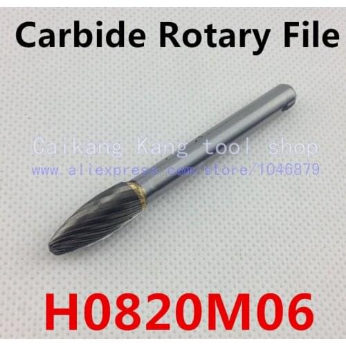 Head 8mm,Torch-shaped,carbide rotary burrs, rotary burrs, deburring with rasp, carbide burrs, carbide grinding. H0820M06