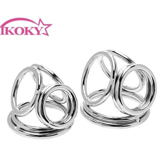 IKOKY Cock Rings Four Cock Cages Sex Toys for Men Male Stainless Steel Penis Rings Delay Ejaculation Male Chastity Device
