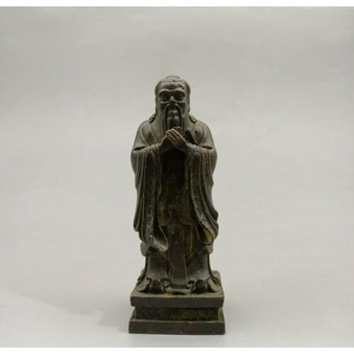 Chinese Old Bronze Statue Confucius Old Copper Statue Desk Decoration Home Decor Figurines Sculptures Collection Ornaments