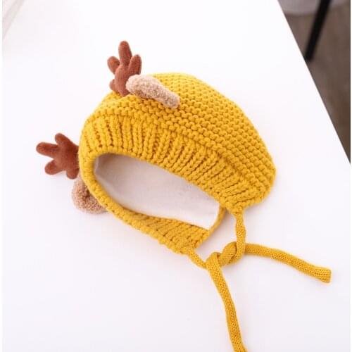 Cute Cartoon Elk Baby Hat Winter Christmas Knitted Kids Hat Warm Infant Baby Boy Girls Cap Ear Protection Children Beanie Bonnet