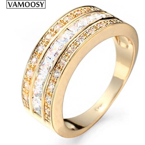 VAMOOSY Fashion Exquisite Womens Rings Accessories rose Gold-Color Copper Cubic Zirconia Finger Ring Statement Jewelry 2018