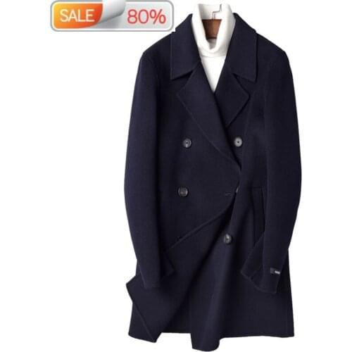 100% Wool Coat Autumn Winter Jacket Men Handmade Double-sided Woolen Coats Mens Windbreaker Overcoat P-SA305Z Y1300