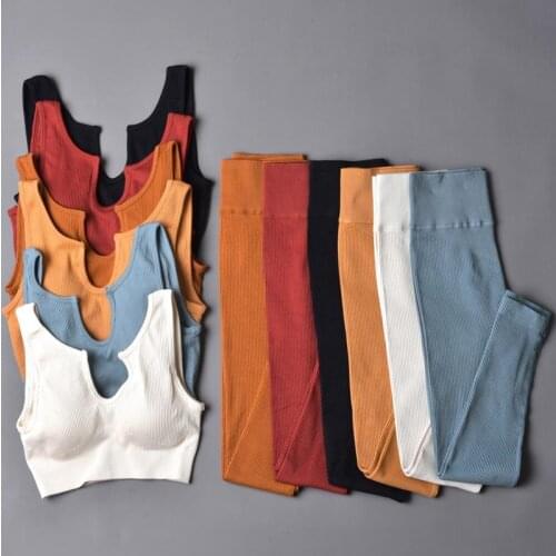 Newest 2 styles Women Seamless yoga sets Female Fitness Sports Suit GYM Sports bra High Waist Leggings Workout clothing