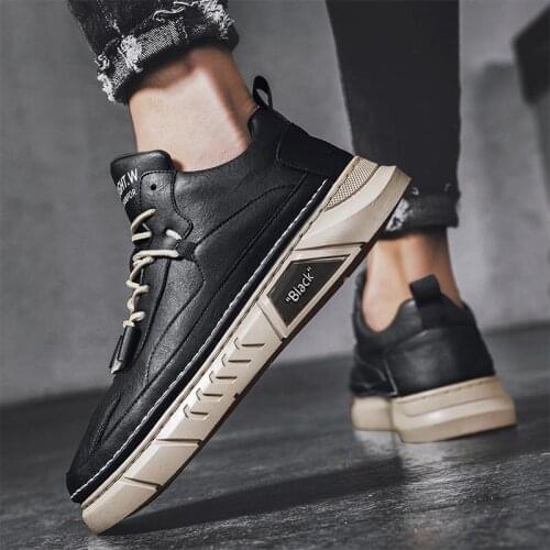ZEEKSON Winter New Mens Shoes Plus Velvet High-top Shoes Korean Leather Shoes Casual All-match Plus Cotton Warm Canvas Shoes