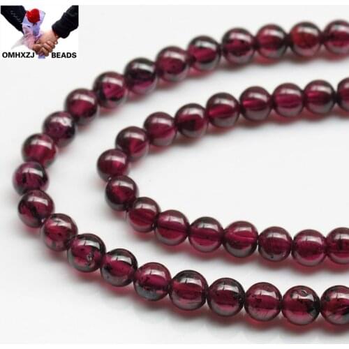 OMH Wholesale JD154 4mm Natural Jewelry DIY Making Bracelet Necklace Natural 4A 5A Garnet Loose Spacer Round String Beads