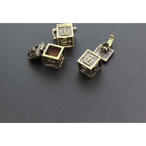 5Pcs 11MM Vintage Style Antiqued Bronze Brass Wish Vial Pendant Prayer Box Charm DIY Jewelry Supplies 1161040