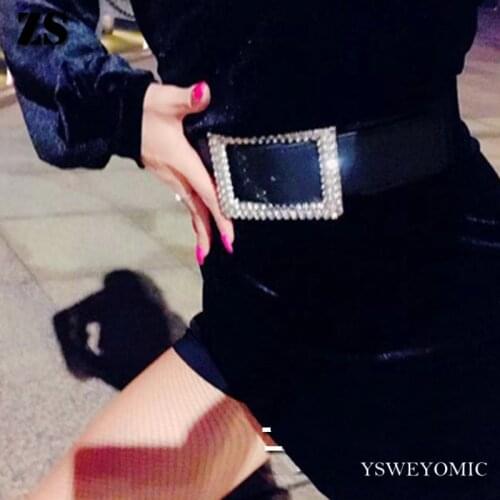 Latin Dance Belt 3 rows of generous bright diamond buckle belt elastic wide waist dance accessories