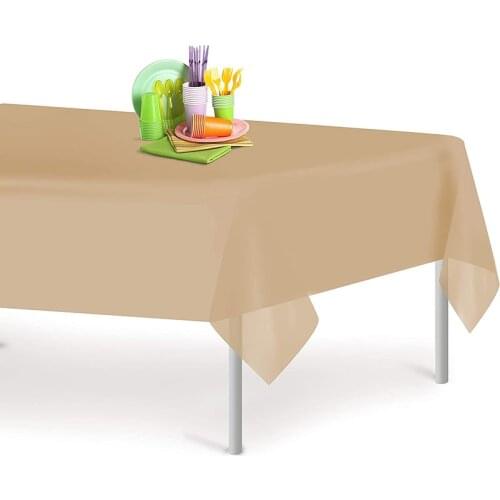Promotion - Party Wedding Birthday Supplies, Beige Rectangle Disposable Plastic Tablecloth 137x234cm