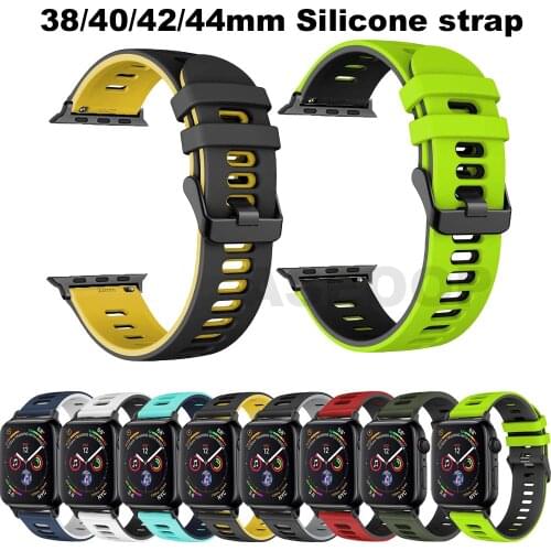 Silicone Strap For Apple Watch band 44mm 40mm 38mm 42mm Breathable wristband bracelet iWatch correa for apple watch 6 SE 5 4 3 2