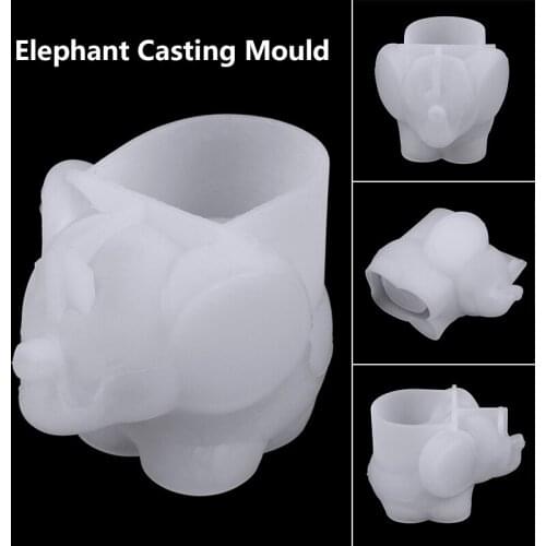 Silicone Elephant Mirror Crystal Making Mold Resin Epoxy Mold Powder Puff Holder Casting Mould Tools Elephant Shape DIY Tools