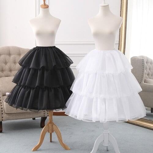 HONGFUYU Tulle Adjustable Length 3 Hoops Lolita Petticoat Rockabilly Short Petticoats for Wedding Underskirt Crinoline Skirt