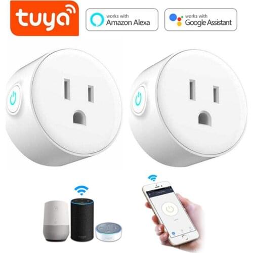 Tuya Mini US Plug WiFi Smart Socket Power Plug 10A 90-250V Voice Control Energy Monitor Works with lexa Google Home Tuya APP