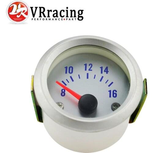 VR - Silver Car Motor Universal Pointer 2" 52mm Volt Voltage Gauge 8V-16V VR-TAG04-VV