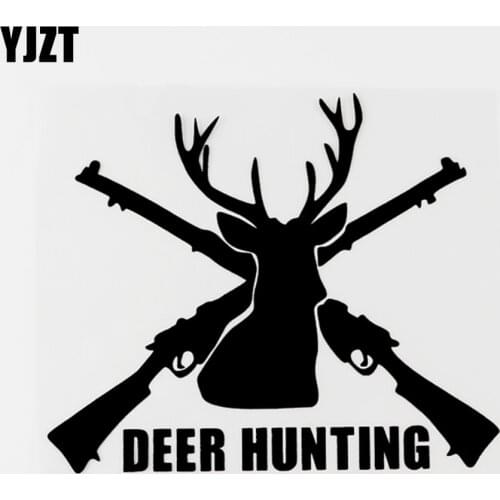 YJZT 15.4CM×12.9CM Personality Deer Hunting Vinyl Animal Car Sticker Decal Black/Silver 8C-0711