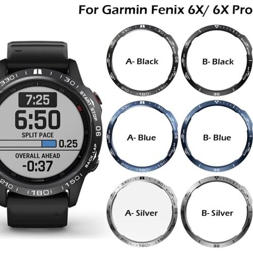 Cover Rings For Garmin fenix 6X/6X Pro/6X Sapphire Watch Bezel Ring Stainless Steel Sculptured Time Units Adhesive Anti-scratch