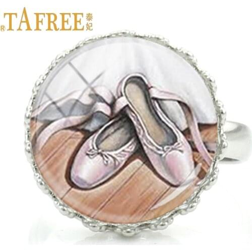 TAFREE Art Picture ballet Rings Elegant Irish ballet dancer charms women rings Adjustable Size Exquisite Party Jewelry NS131 08