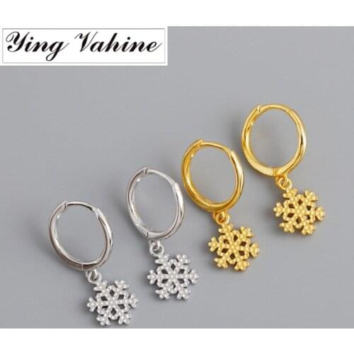 Ying Vahine 100% 925 Sterling Silver Snowflake Pendant Stud Earrings for Women