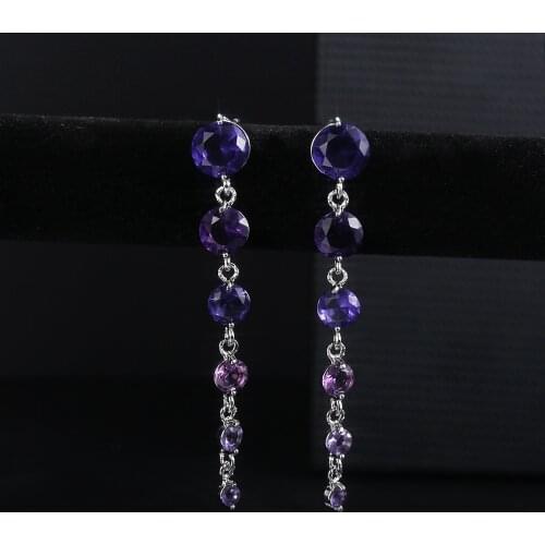 Women Earrings Couple Wedding Earrings Silver Plated Purple Cubic Zirconia Earrings Send Girl Designed for Women Fashion Jewelry