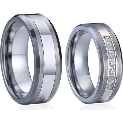 1 Pair Love Alliance silver white gold color wedding bands anniversary rings for couples his and hers promise ring marriage