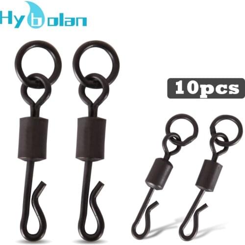 10pcs Fishing Connector Bearing With Ring Quick change swivels matt black change carp Q-Shaped swivels Tackle Accessories