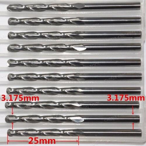 3.175mm*25mm,Freeshipping CNC solid carbide End Mill,tungsten 2 flutes ball nose router bit,wood tools,Relief Milling Cutter