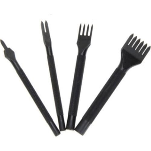 3/4mm 1/2/4/6 prong Diamond Hole Punche Stitching Handworking Leather Tools Black Craft Tool