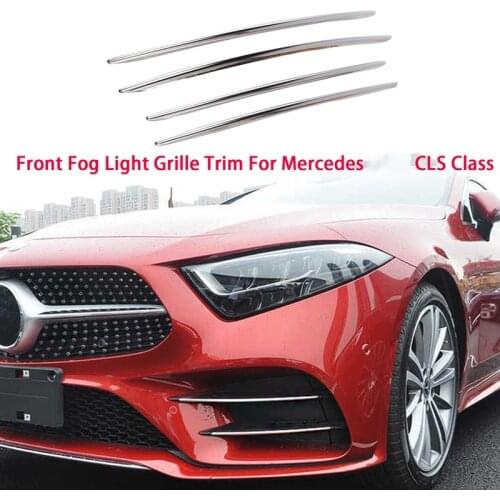 4Pcs Front Fog Light Grille Trim Stip Decoration Cover Spoiler for Mercedes Benz CLS Class C257 CLS260 450 CLS53 2019