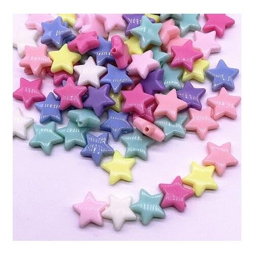 50pcs14mm Colourful Faceted Five-pointed Star Acrylic Loose Spacer Beads for Jewelry Making DIY Accessories