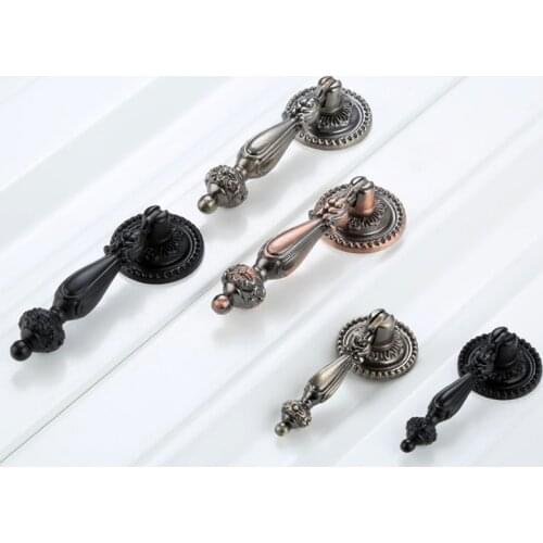 Antique Pendant Cabinet Handles Kitchen Pulls Knobs Wardrobe Door Drawer Furniture Dresser Cupboard Brass Pull Handle Home Decor
