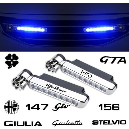 2PCS Wind Powered Car Running Lights 8LED Rotation Fan Daylight For Alfa Romeo 159 Mito Stelvio Giulia Spider Brera Tonale GTA
