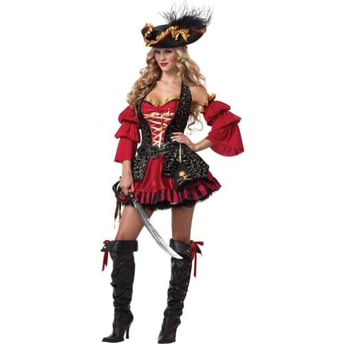 Free Shipping Spanish Pirate Costume 3S1444 Halloween Women Fancy Dress Cosplay for Stage Performance Dress