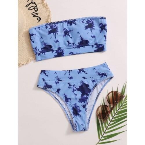 Sexy Printed Bikini Women Swimwear Bandeau Biquini Swimsuit Female Bathing Suit Push Up Bikini Set Beachwear